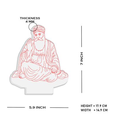 3D Illusion Guru Nanak Dev Ji Led Night Lamp with Multicolored Mini Temple and Bedroom Decor